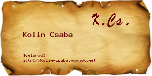 Kolin Csaba névjegykártya